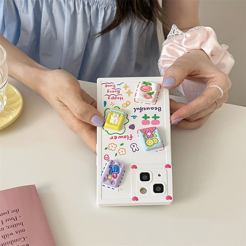 Square 3D Card Flower Phone Case