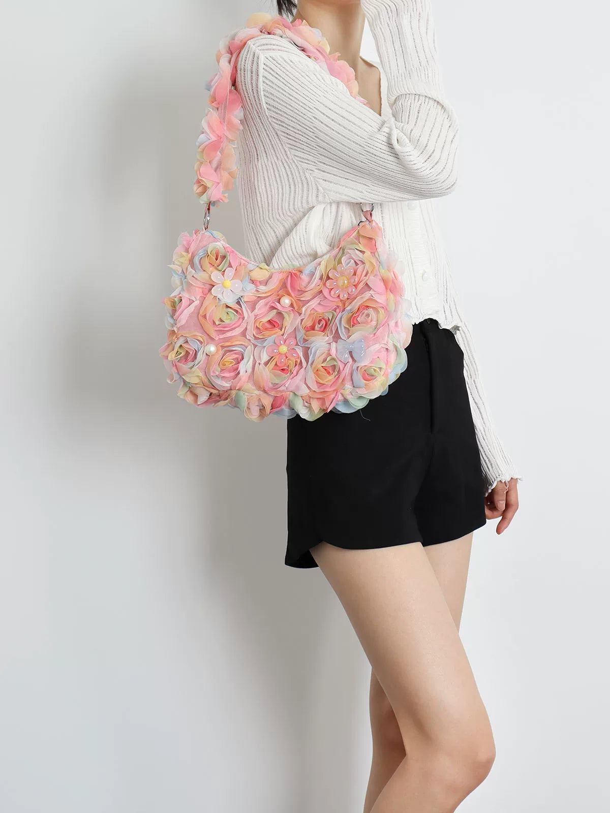 Ombre Floral Mesh Shoulder Bag |  | Three Fleas