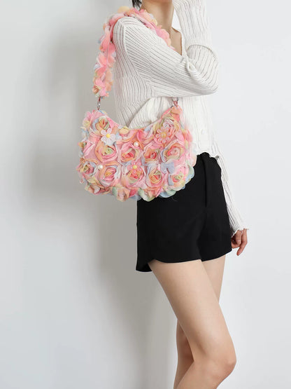 Ombre Floral Mesh Shoulder Bag |  | Three Fleas