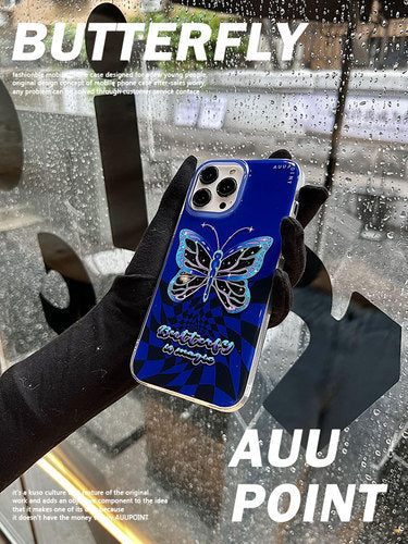 Blue Butterfly Print Phone Case