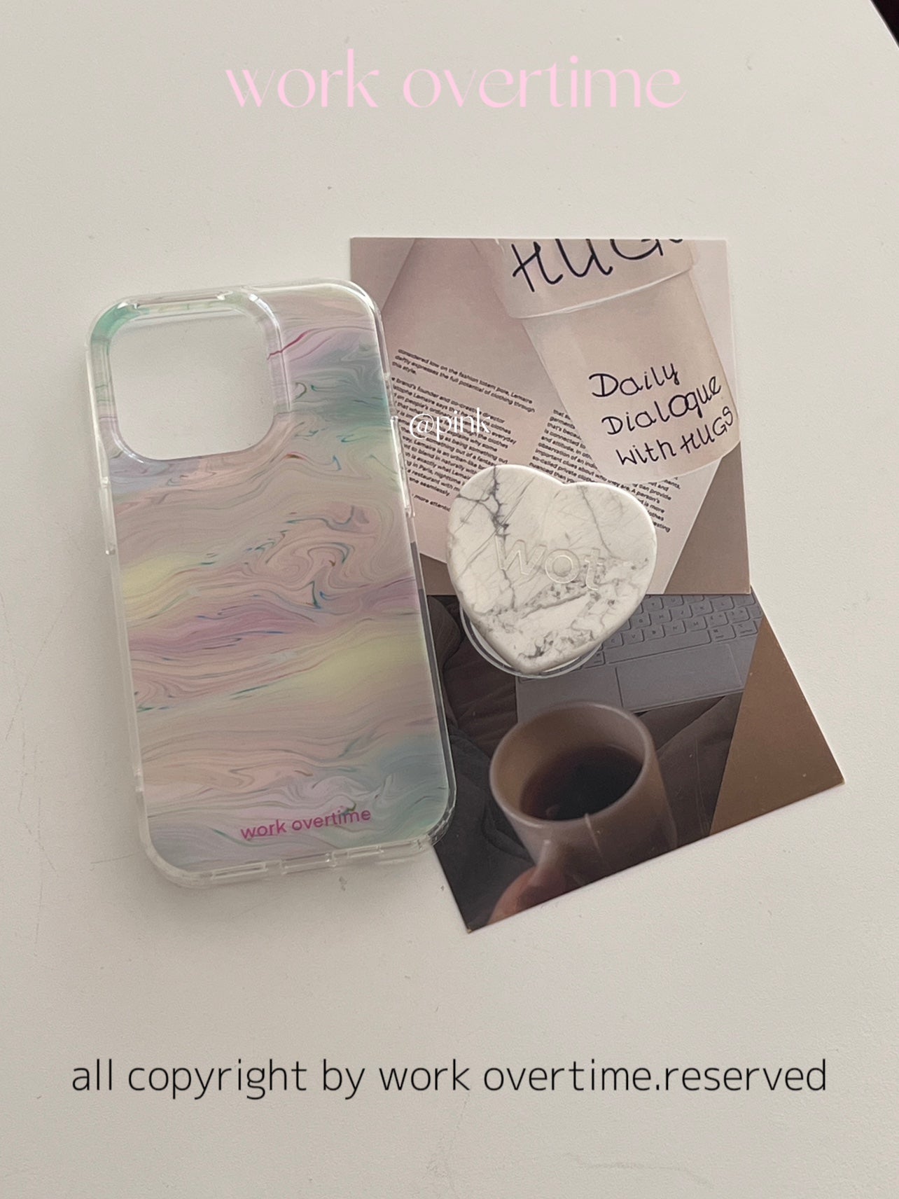 Colorful River Phone Case with Natural Stone Stand