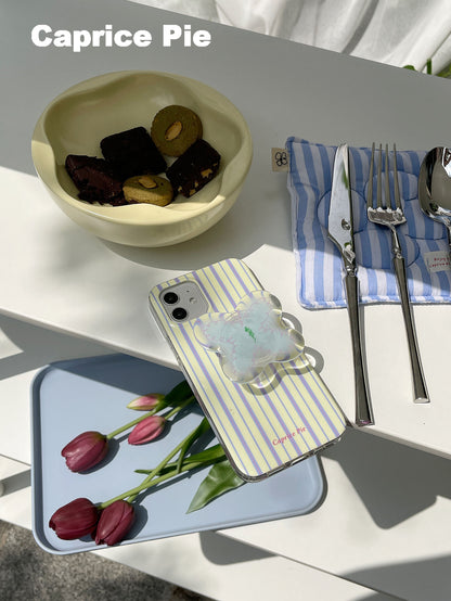 Yellow and Purple Stripe Phone Case With Butterfly Stand