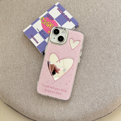 Pink heart mirror phone case