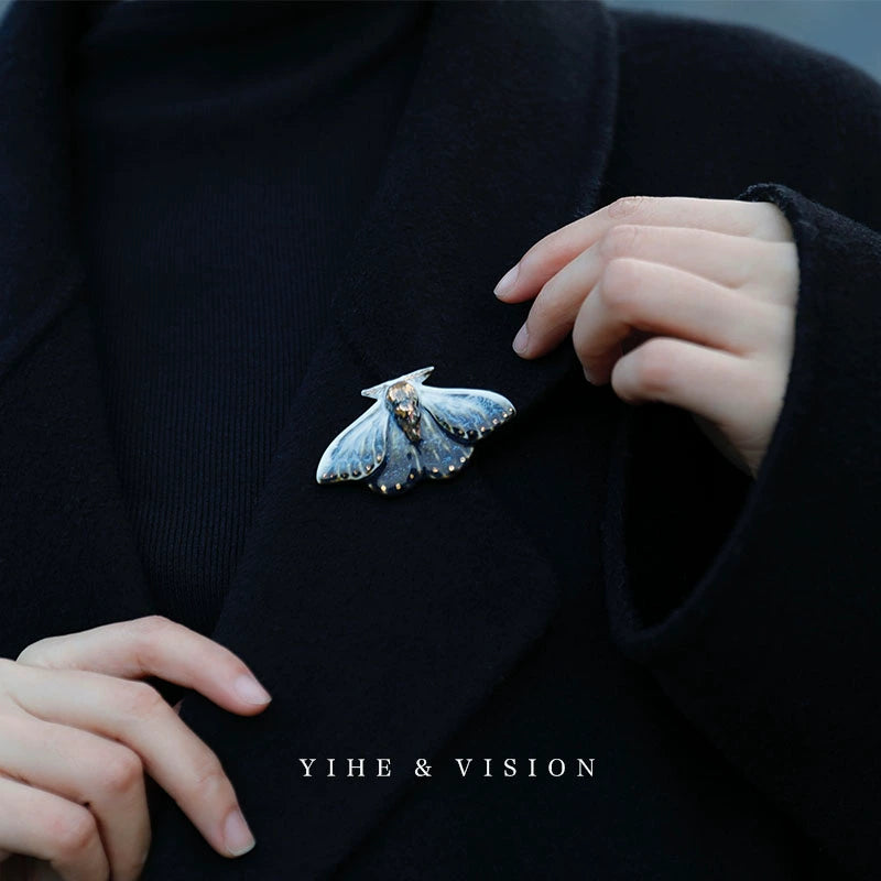 Handmade Ceramic Moth Brooch