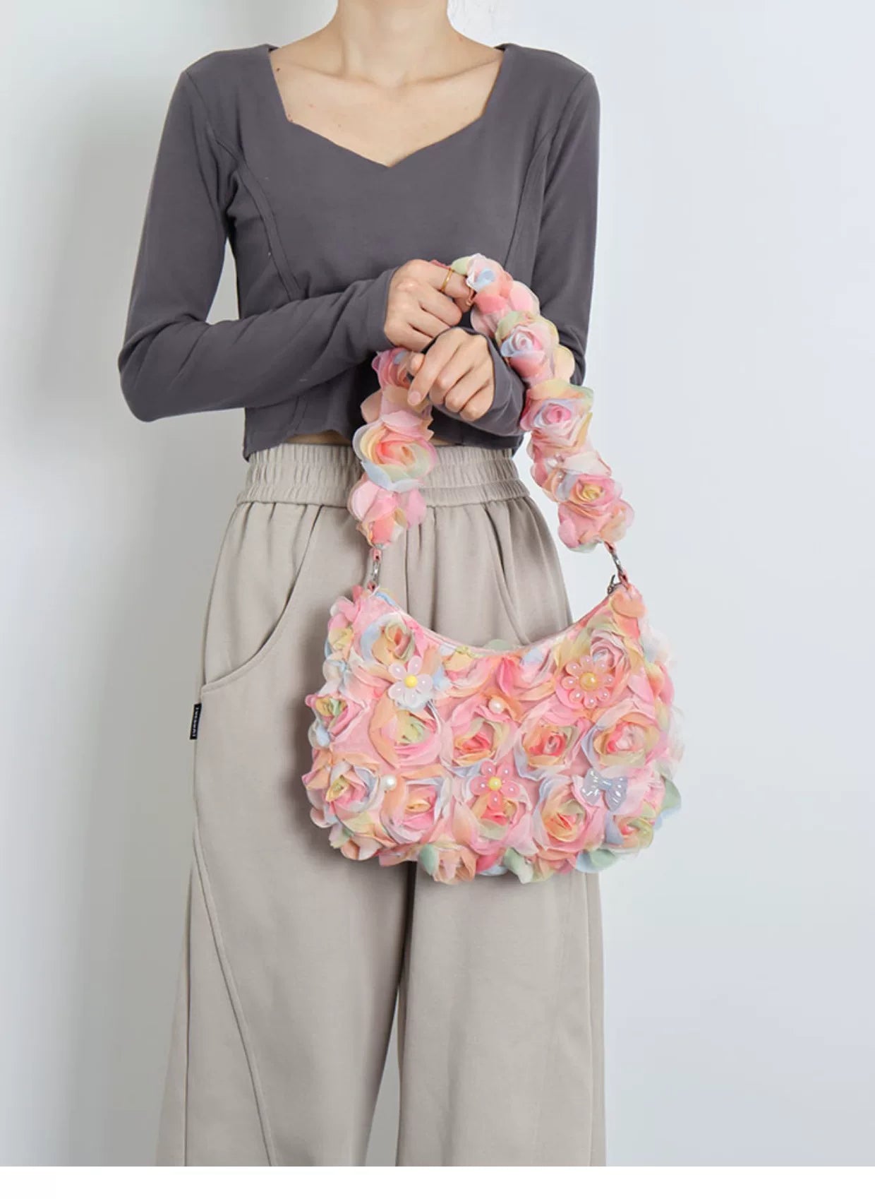 Ombre Floral Mesh Shoulder Bag |  | Three Fleas