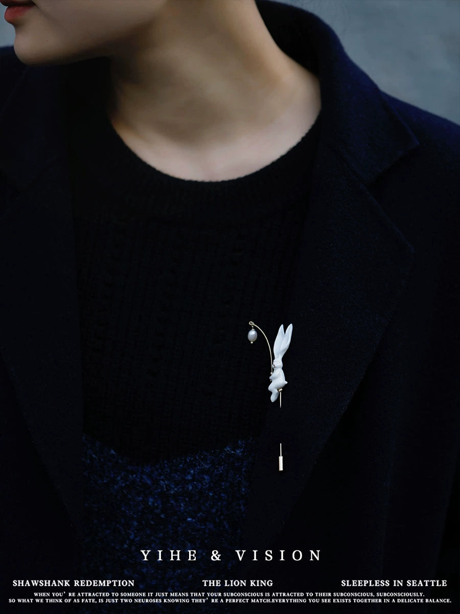 Handmade Ceramic Bunny Brooch