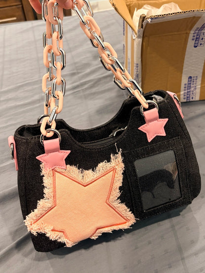 Y2k Pink Star Denim Ita-bag