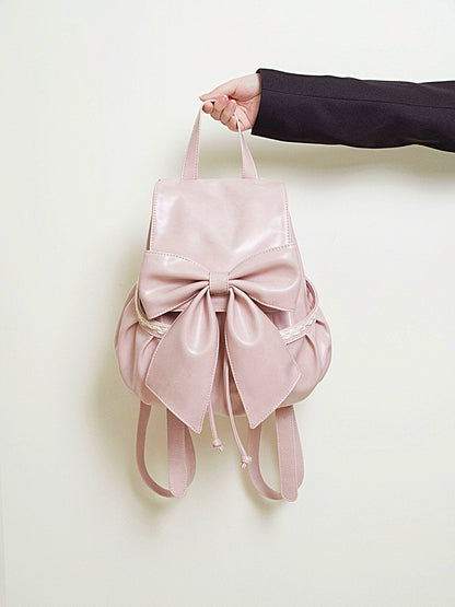 Retro Brown Lace-up Bow Backpack