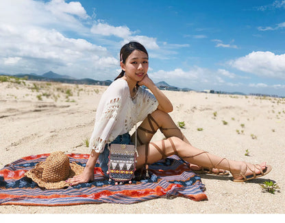 Boho Geometric Embroidered Crossbody Bag