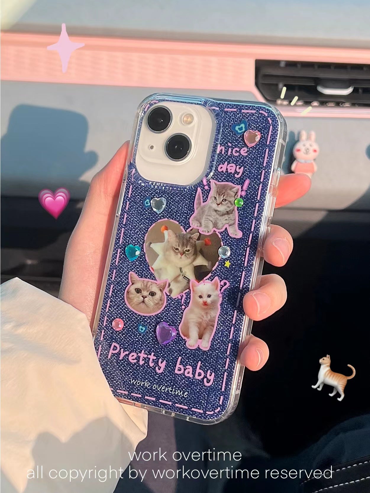 [ Meme Case ] Y2k Pretty Baby Cat Denim Phone Case