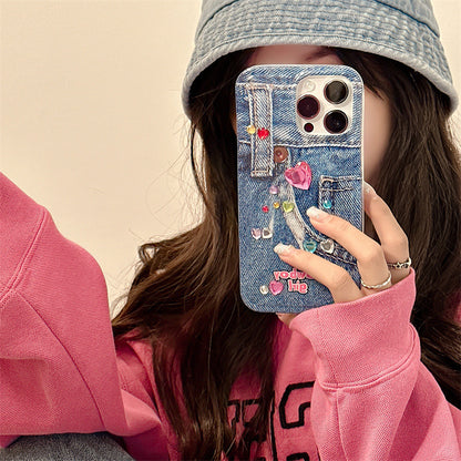 Cowboy girl IMD print jeans pattern phone case