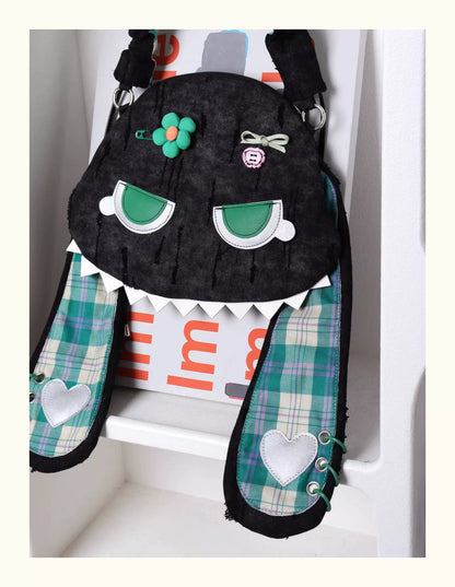 Grunge Plaid Bunny Crossbody Bag | Bag | Three Fleas