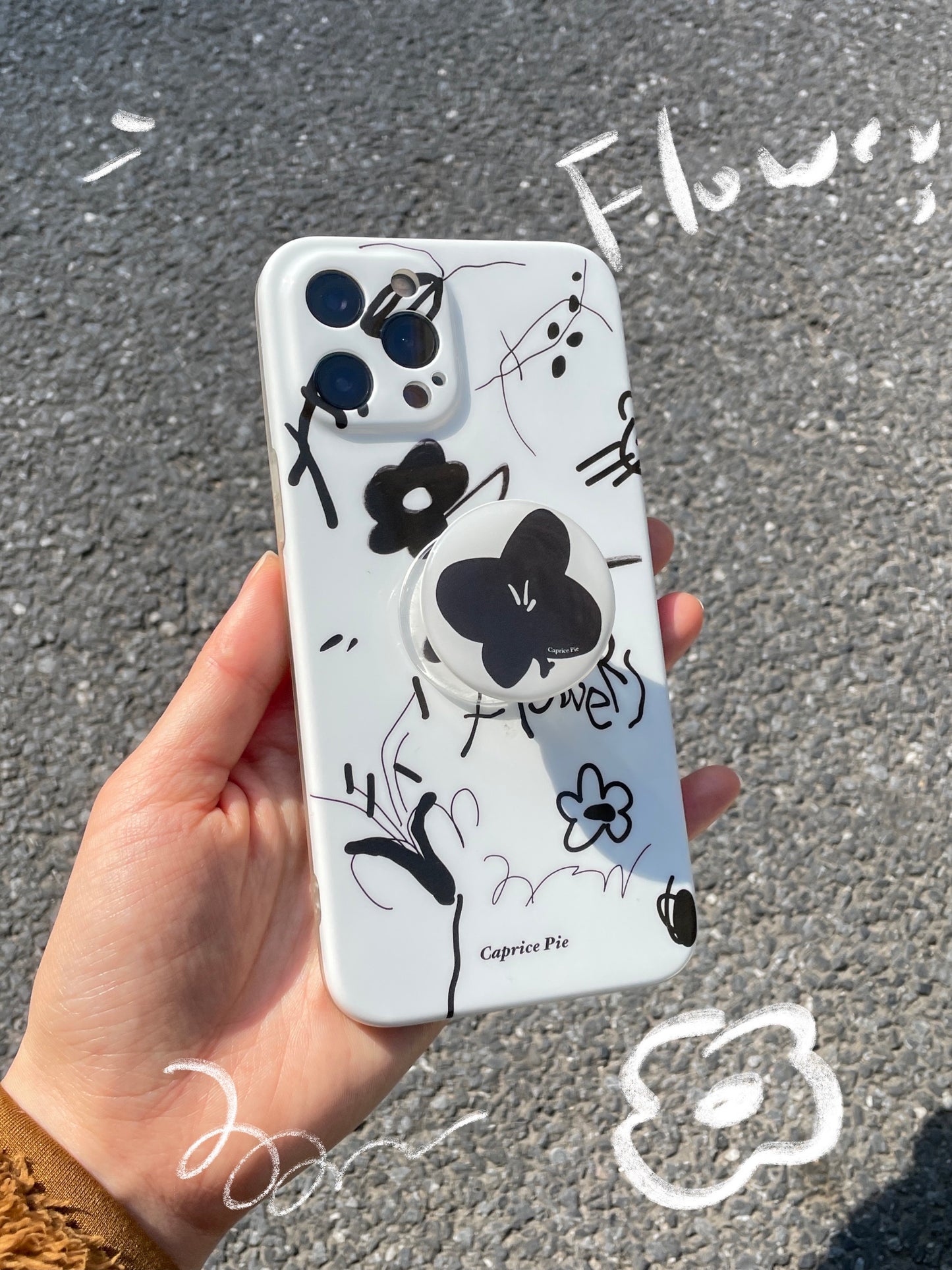 Black and White Graffiti Flower Phone Case