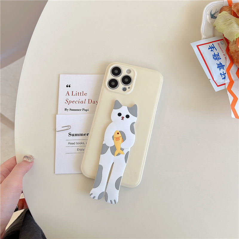 3D cat foldable stand phone case