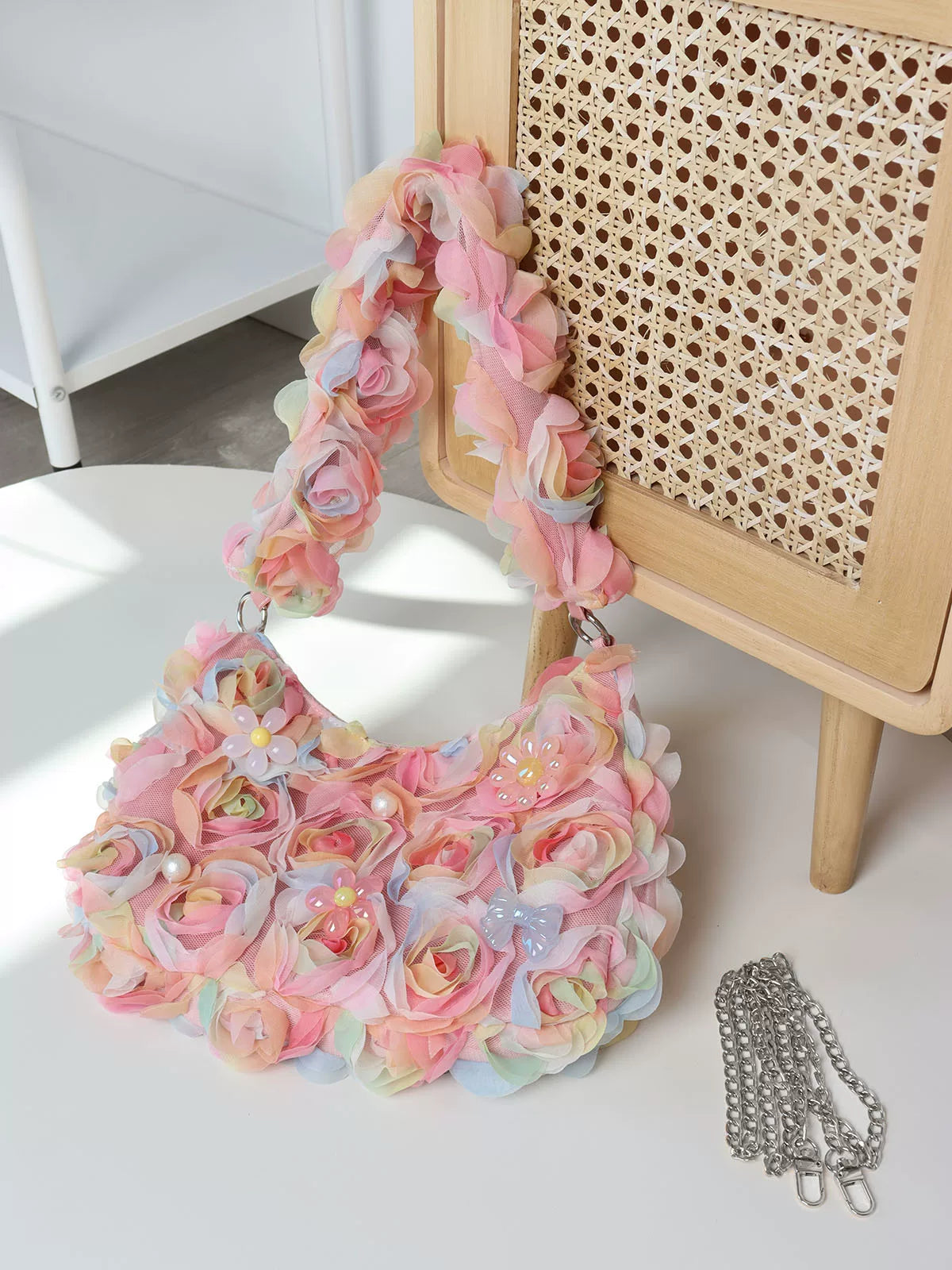 Ombre Floral Mesh Shoulder Bag |  | Three Fleas