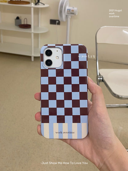 Blue and Brown Checkerboard Phone Case