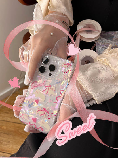 Sweet White Cat with Pink Bowtie Print Phone Case