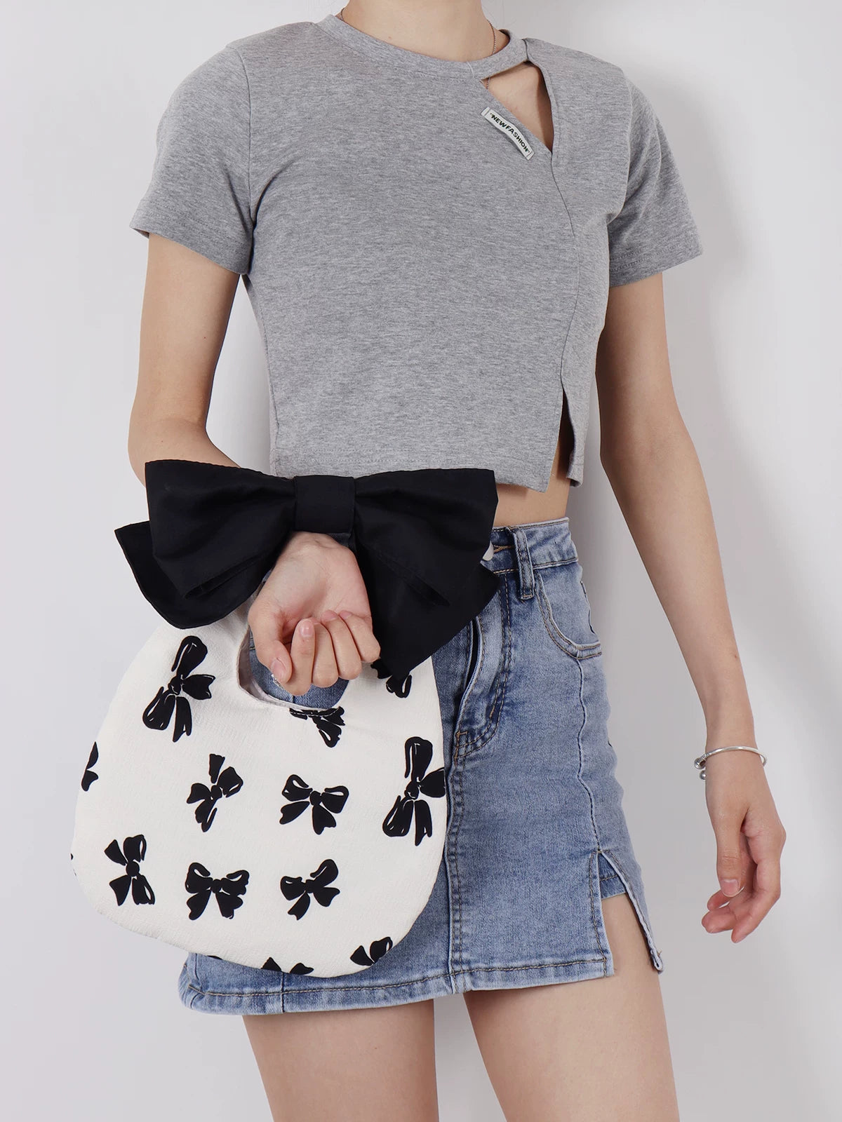 Bow-Print Convertible Handbag