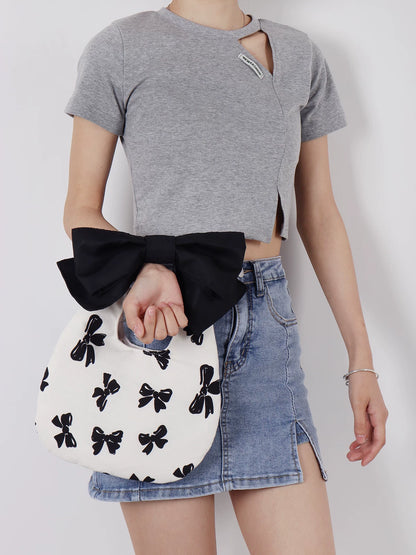 Bow-Print Convertible Handbag