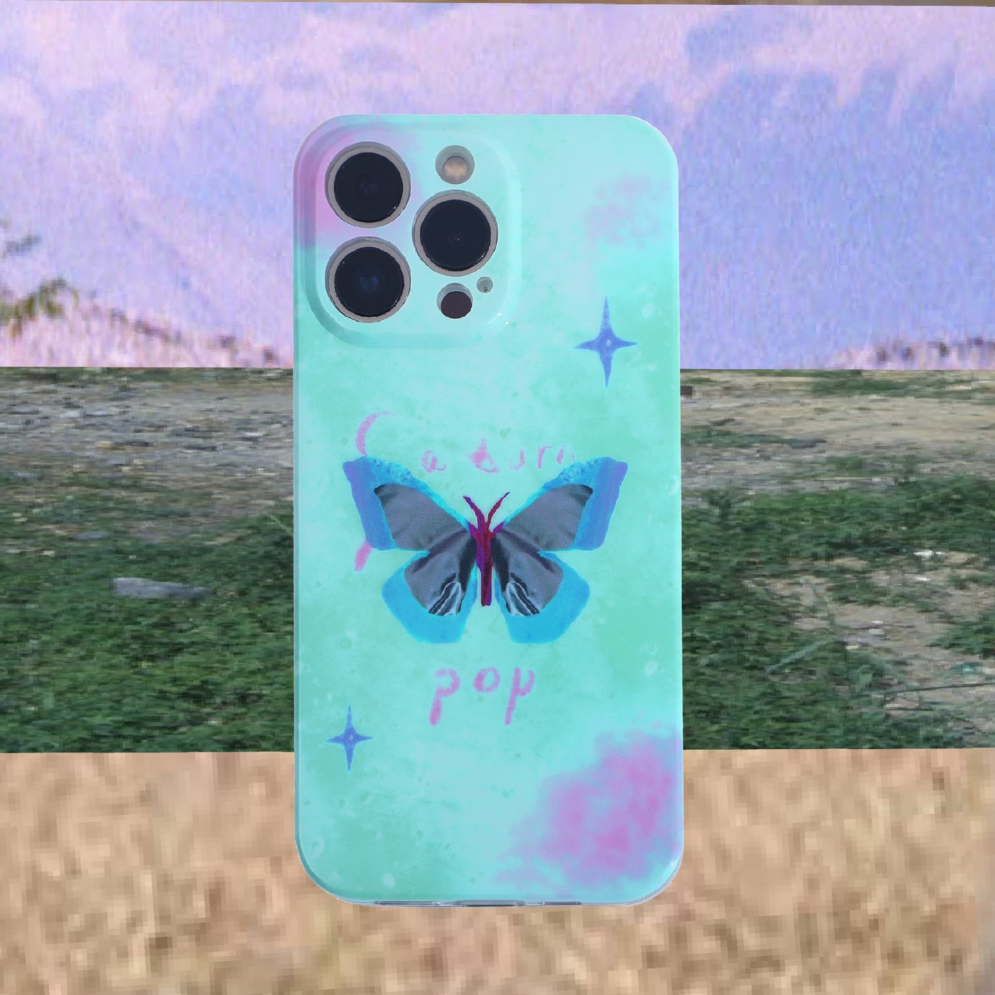 「Original」Blooming  blue butterfly IMD phone case