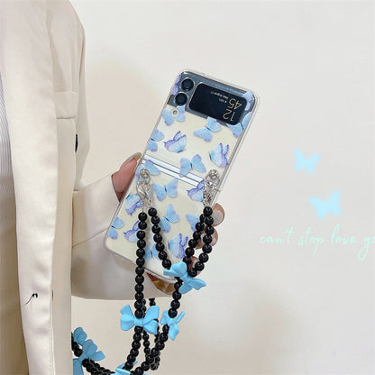 Blue butterfly Galaxy Z-Flip3/4 clear case