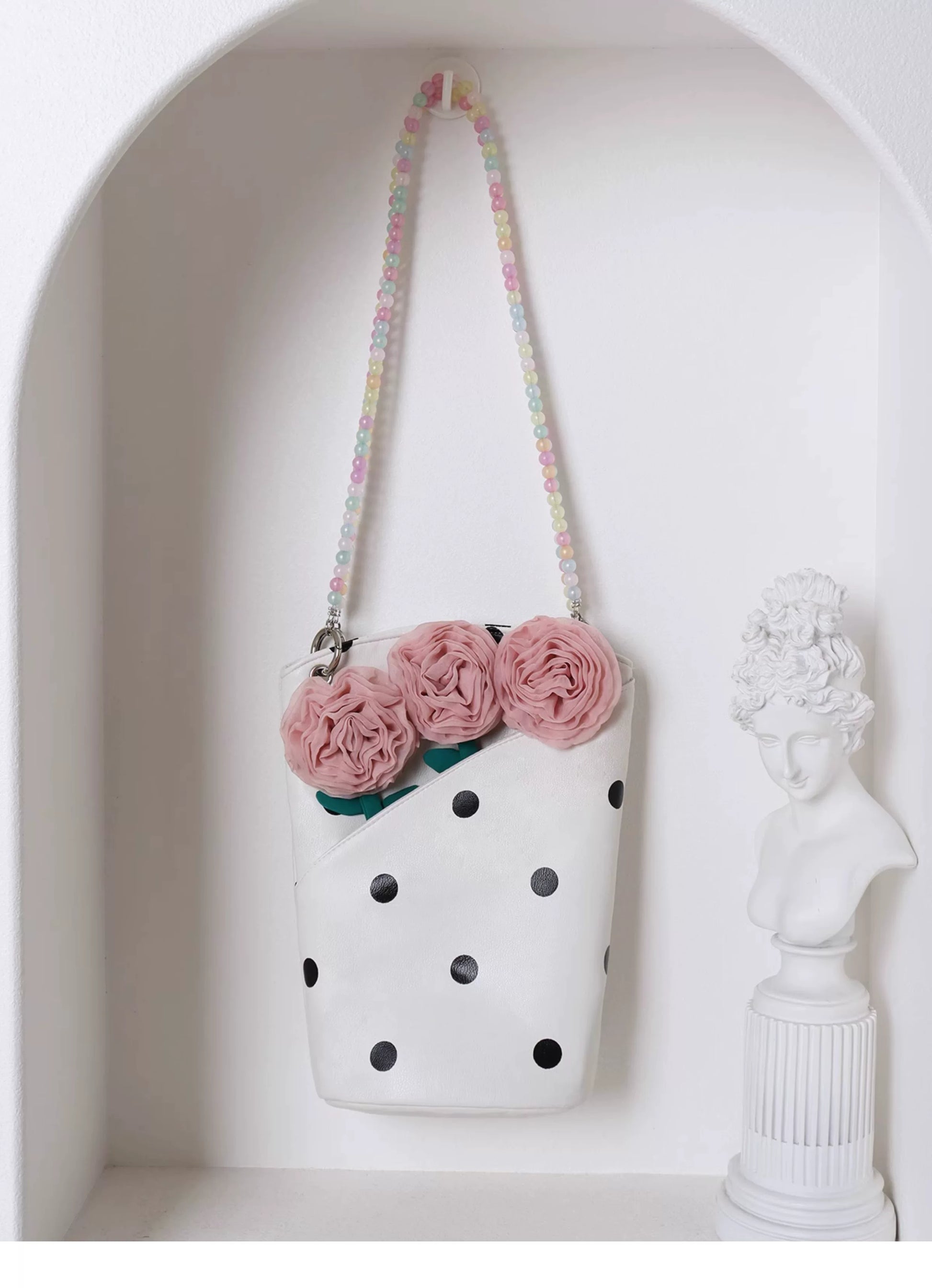 Polka Dot Rose Bucket Bag |  | Three Fleas
