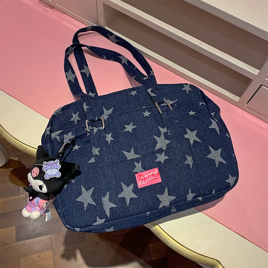 JK Star Print Denim Shoulder Bag