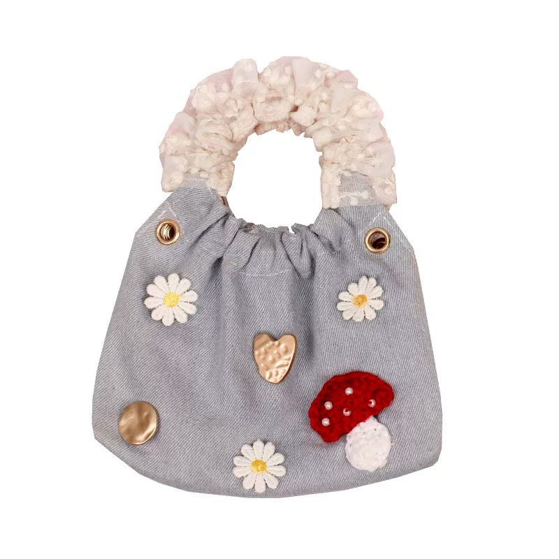 Denim Mushroom & Daisy Handbag |  | Three Fleas