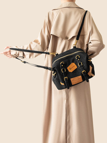 Retro Patch Rivet Shoulder Bag