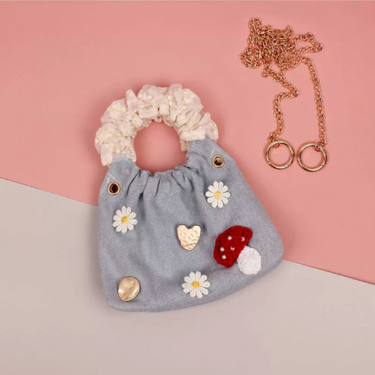 Denim Mushroom & Daisy Handbag |  | Three Fleas