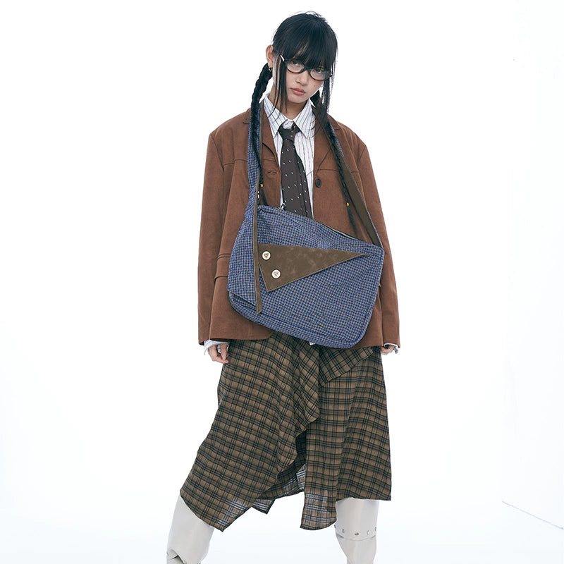 Retro Pleated Canvas Messenger Bag