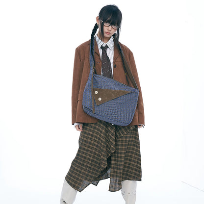 Retro Pleated Canvas Messenger Bag