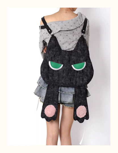 Grumpy Black Cat Convertible Backpack | Bag | Three Fleas