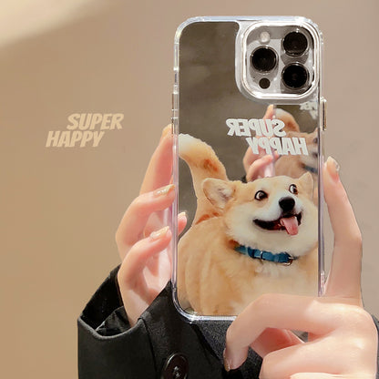 [ Meme Case ] Sleepy cat happy dog mirror phone case