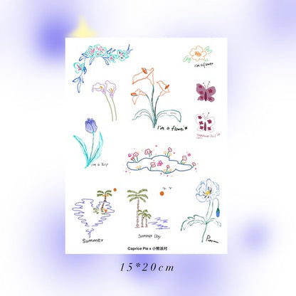 Original Design Flower Butterfly Waterproof Temporary Tattoo Stickers Set