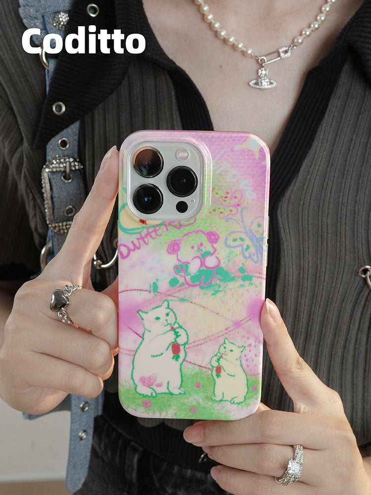 Sketch Eat Carrot Cat Pink Phone Case
