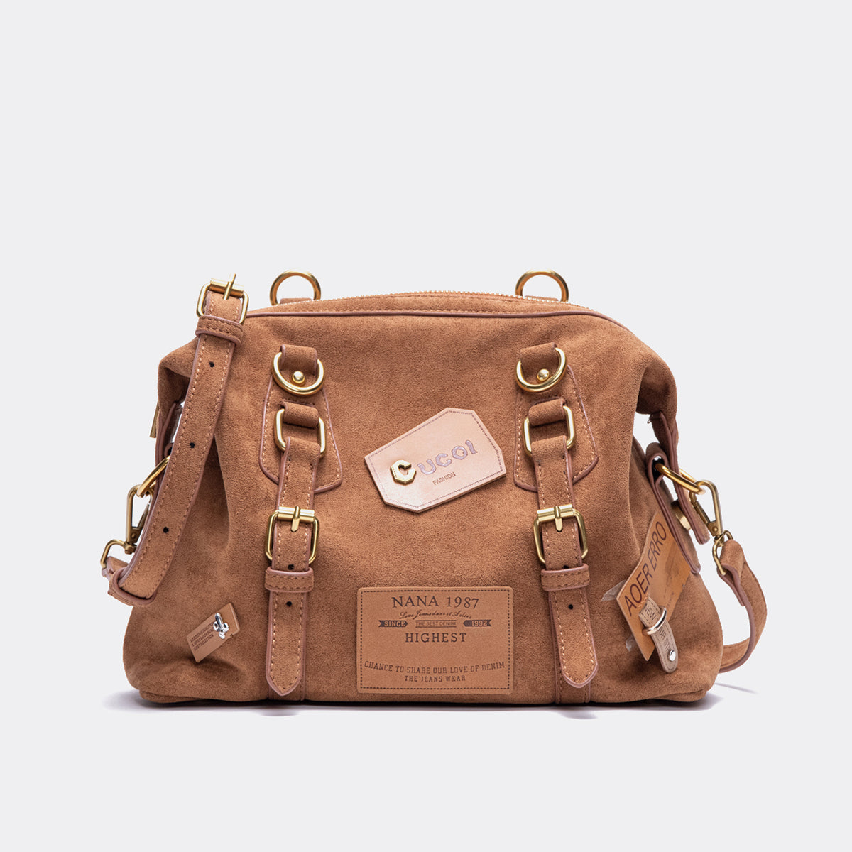 Retro Patch Rivet Shoulder Bag