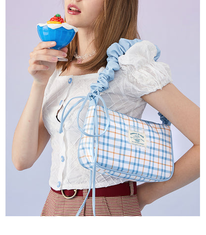 Sweet Plaid Baguette Hobo Bag