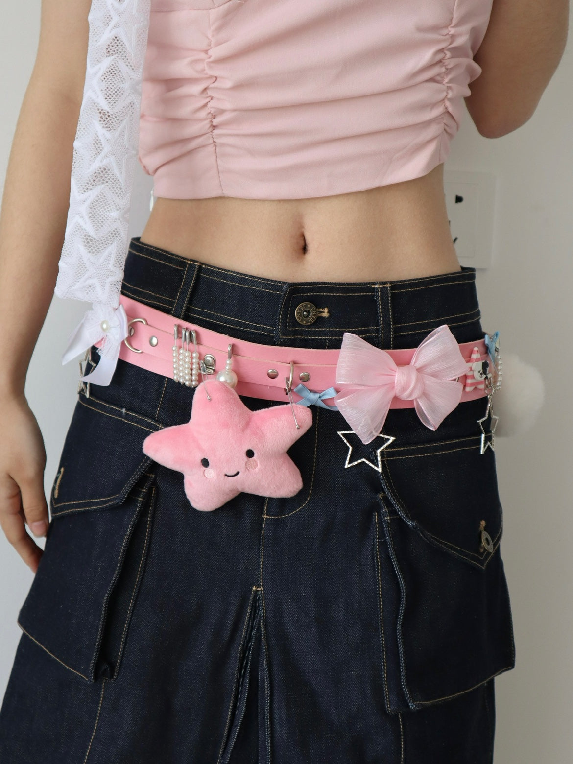 Y2k Pink Star Bow Tie Belt