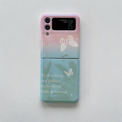 Pink Green Butterfly Galaxy Z Flip3/4 Phone Case