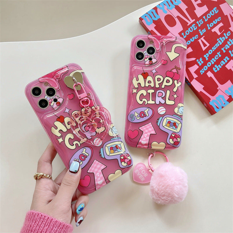 Pink happy girl phone case