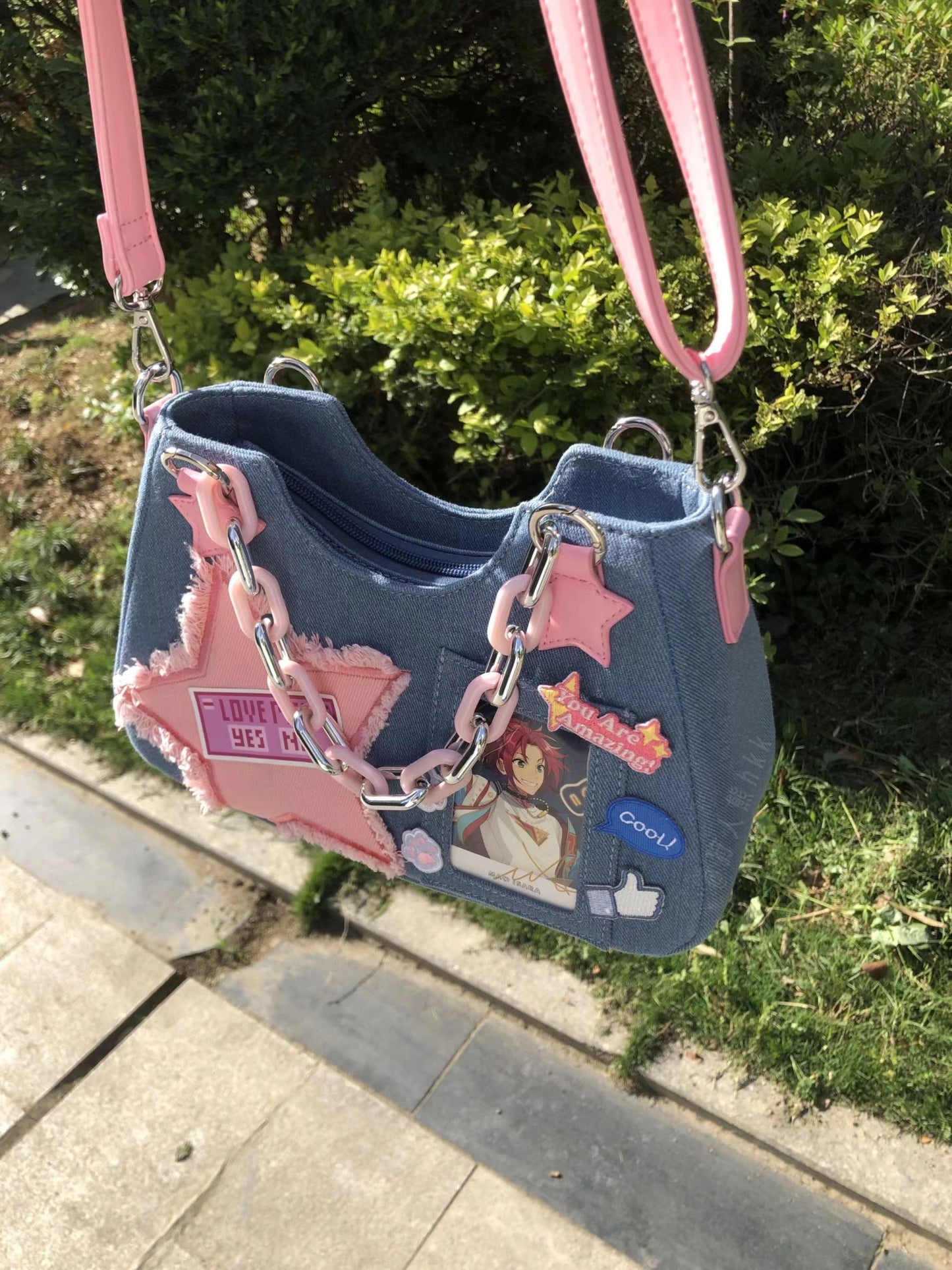 Y2k Pink Star Denim Ita-bag