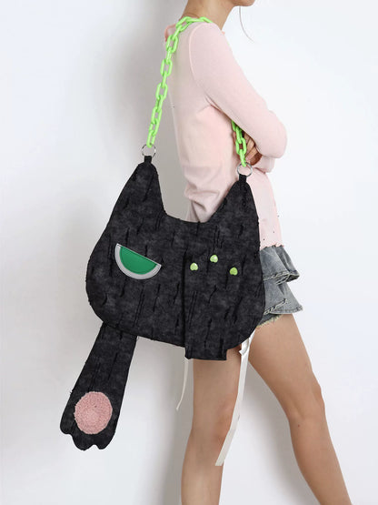 Grumpy Black Cat Convertible Backpack | Bag | Three Fleas