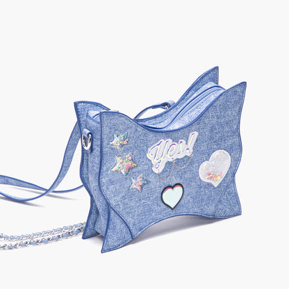 Y2k Butterfly shape denim backpack