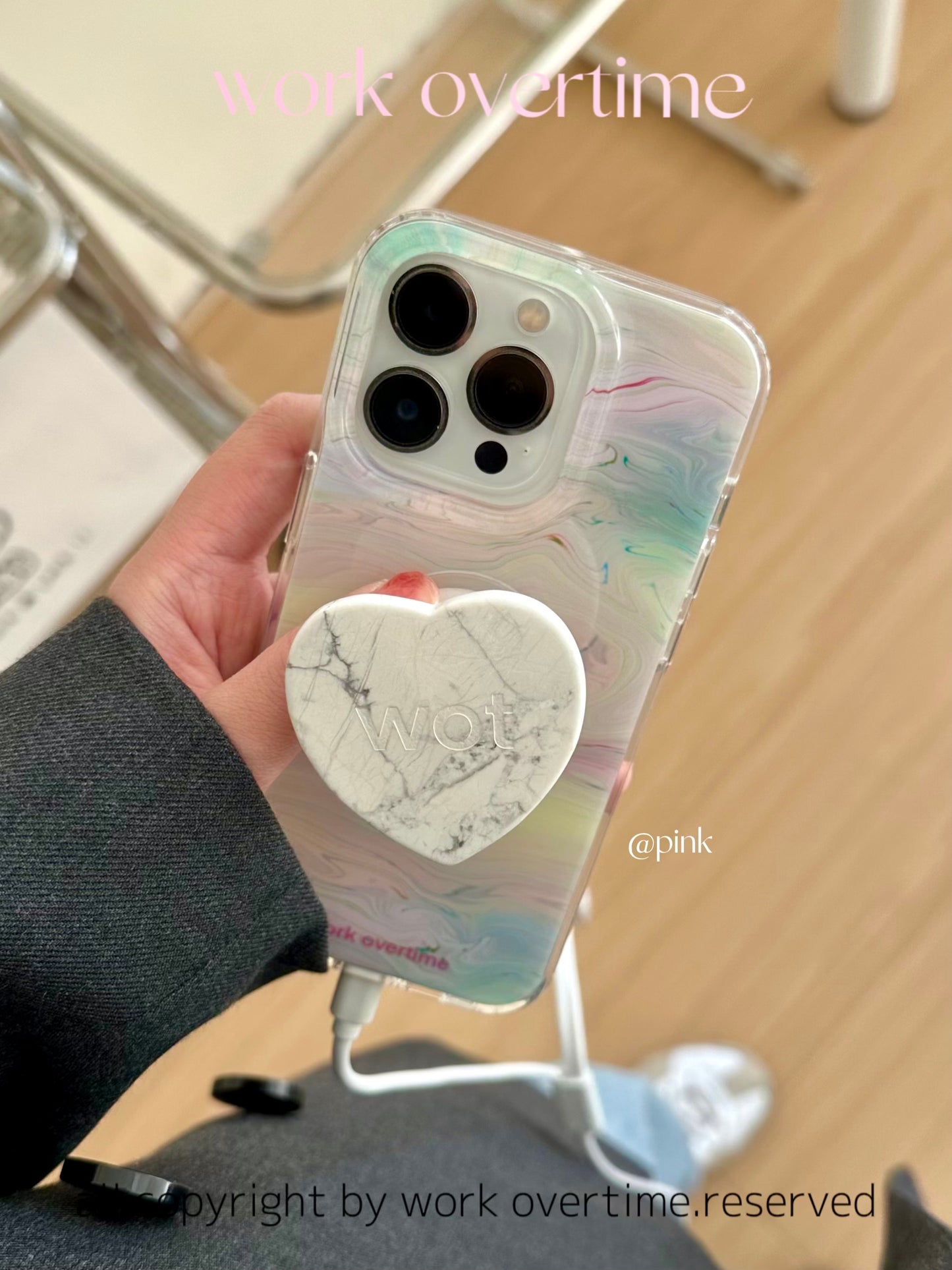 Colorful River Phone Case with Natural Stone Stand