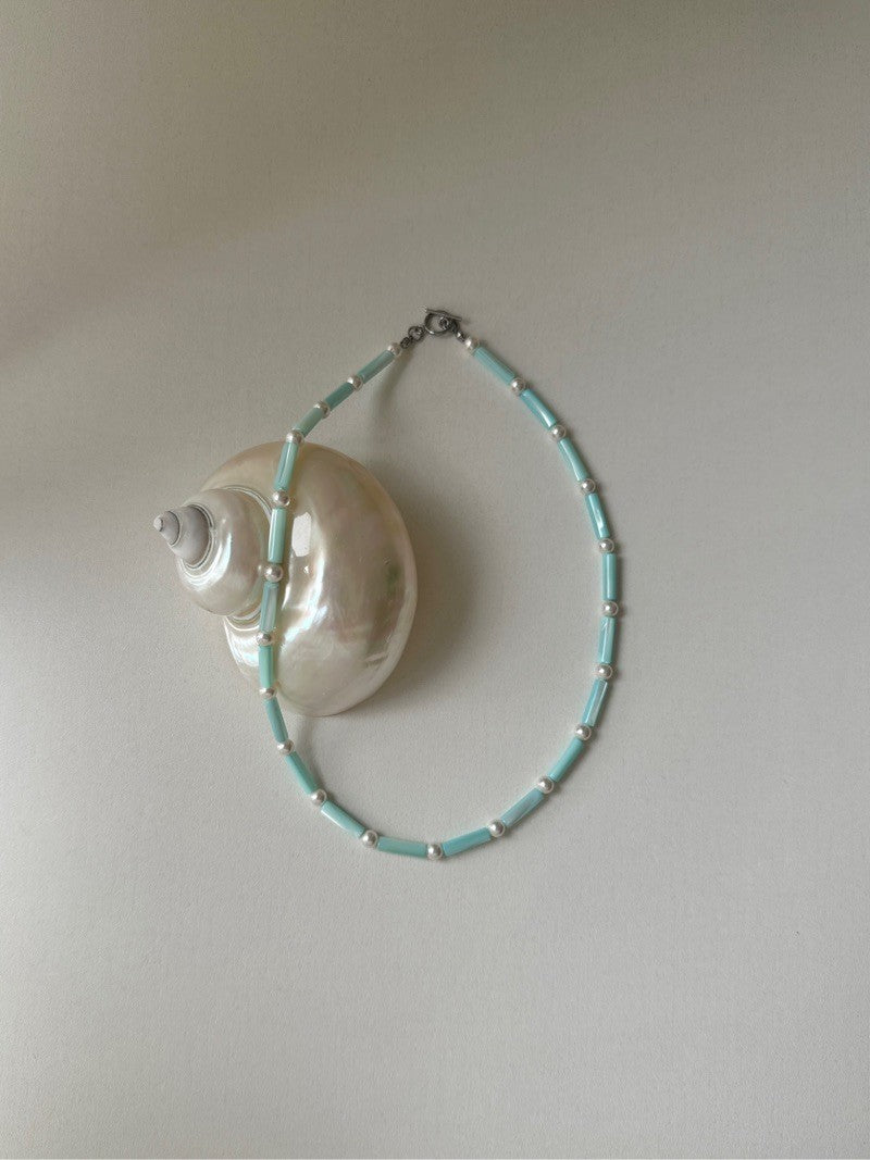 Ocean Beaded Pearl Necklace