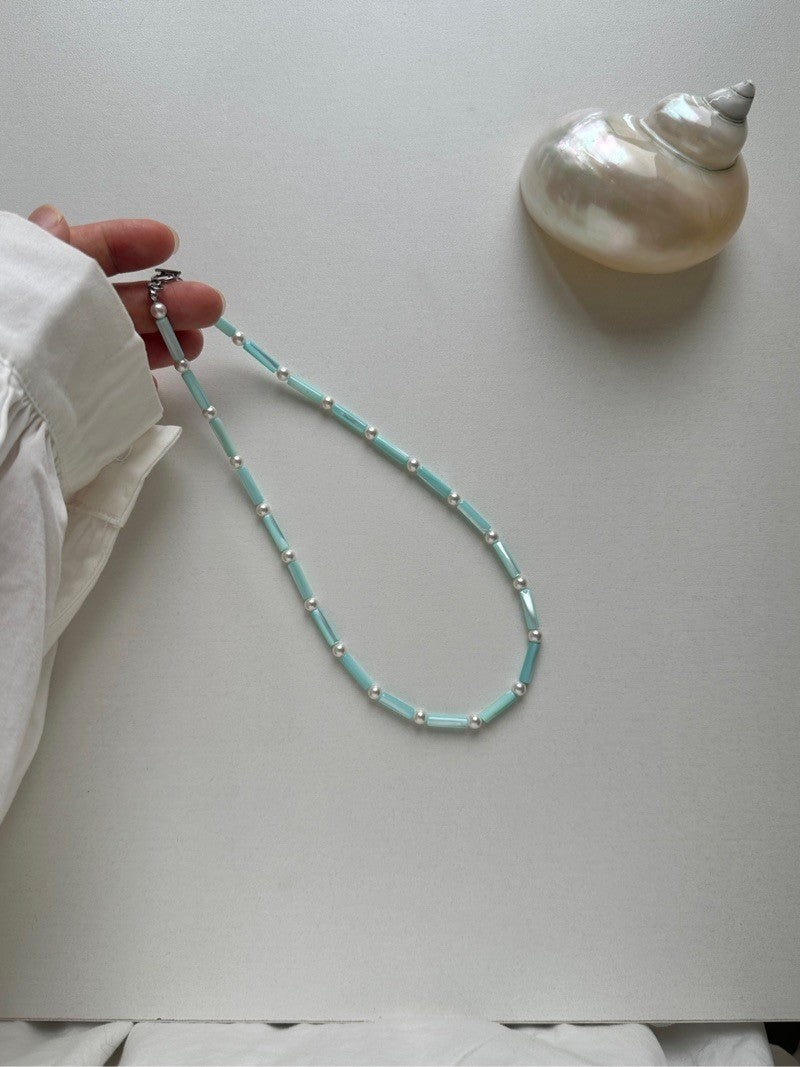 Ocean Beaded Pearl Necklace