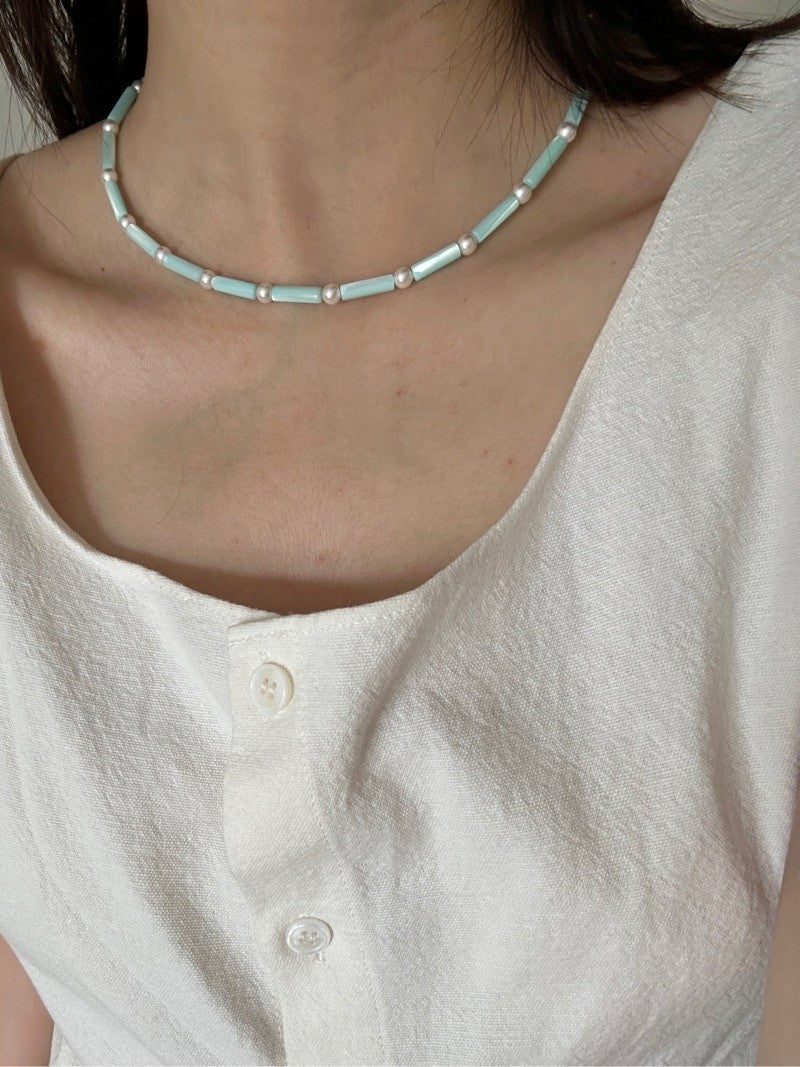Ocean Beaded Pearl Necklace