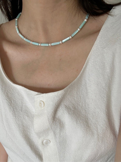 Ocean Beaded Pearl Necklace
