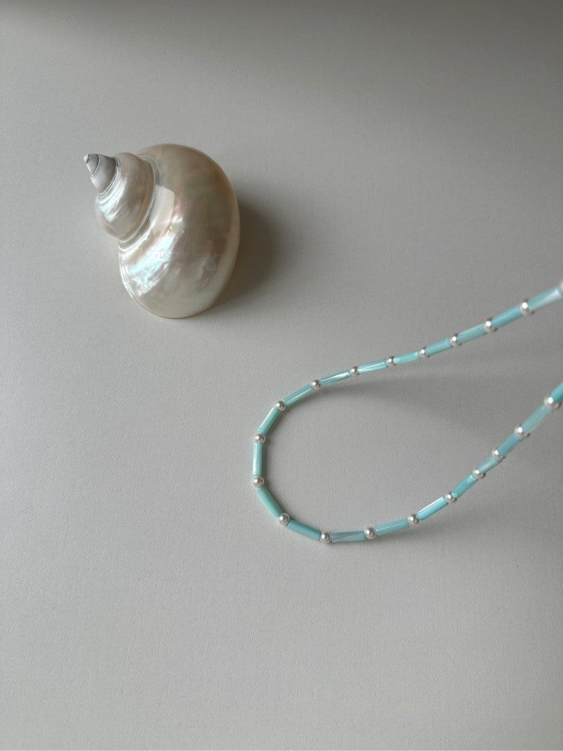 Ocean Beaded Pearl Necklace